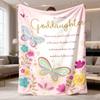 1pc Latest Flannel Blanket with Goddaughter | Dreamy Butterfly & Floral Design, Durable Polyester, All Season Use for Office, Camping, Bed, Travel, So