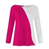 Women's Fashion Casual Slant Neck Irregular Color Block Splicing  Print Long Sleeve T-shirt Top