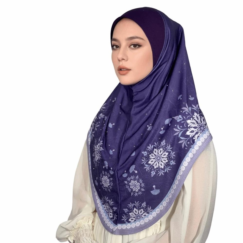 Breathable Eid Al-Fitr Long Floral Turban Adjustable Cotton Printed Arab Lady Headscarf Versatile Multiple Colors