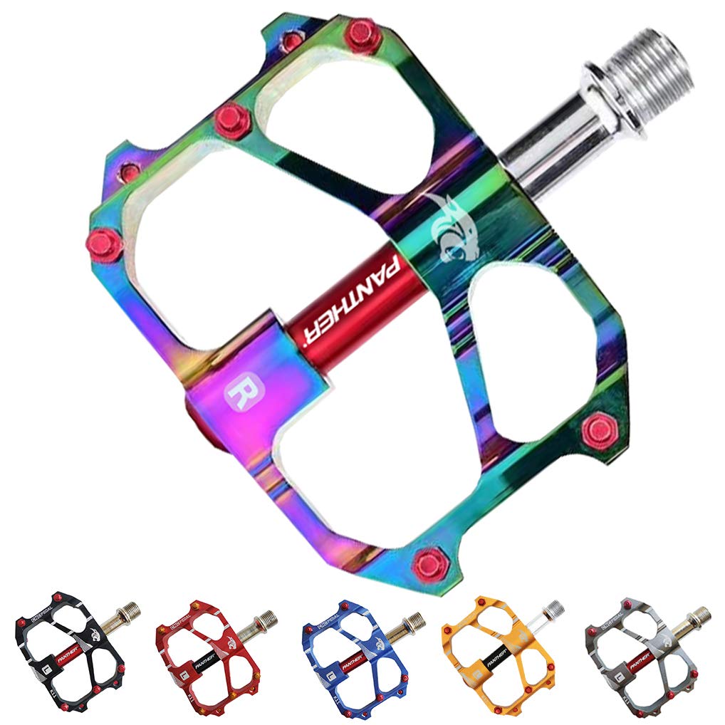 PANTHER Bicycle Made in Color Aluminum Alloy with Chromoly Left and Right for Road Cross Mountain and CE x Pedals, Taiwan, 9/16-inch, Anodized,