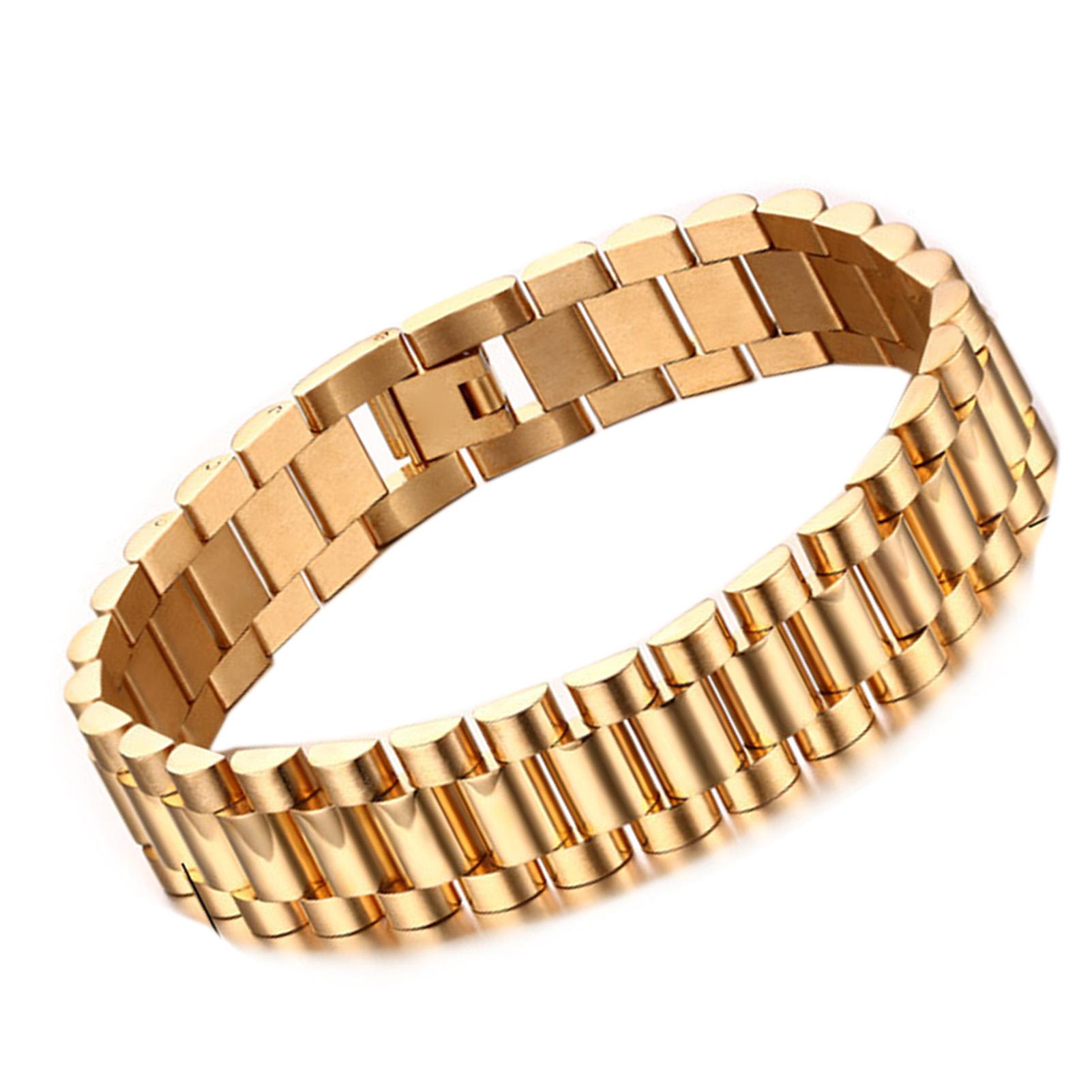

Golden Link Chain Wristband Decoration Fashionable Simple Geometric Shape Thick Link Bracelet