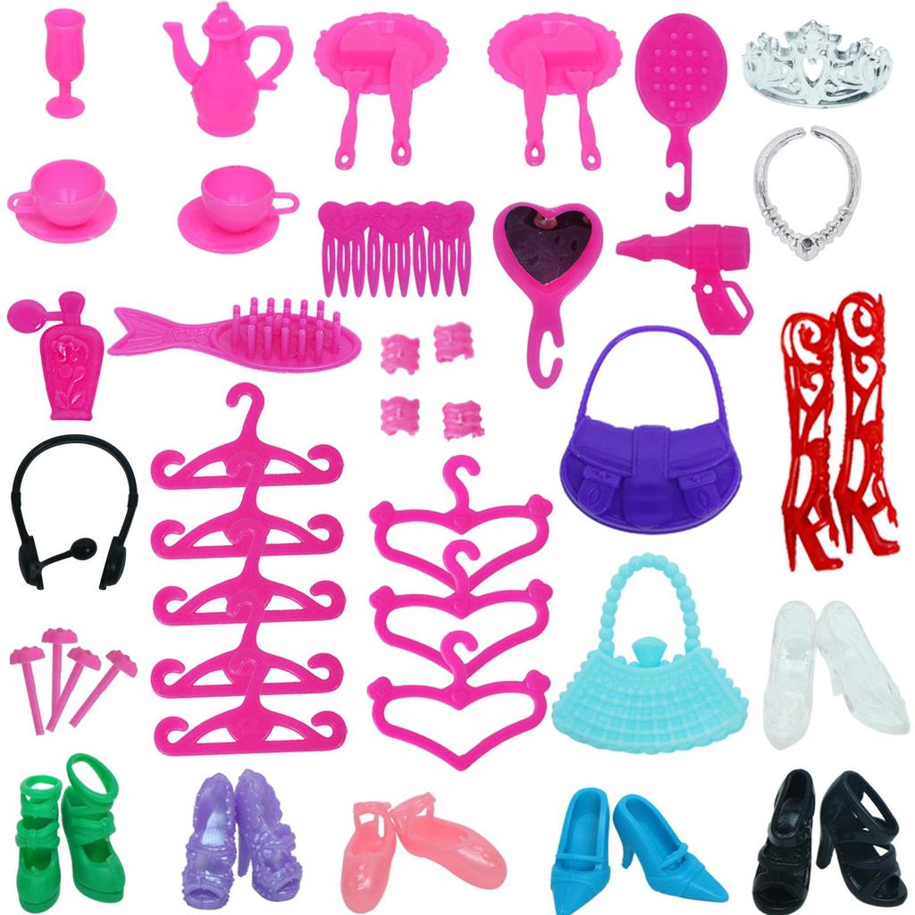 Fashion 11.5'' Doll Accessories 30cm Doll Crystal Shoes Surfboard Hangers Bag Hairpin Comb Travel Accessories Toy Gift