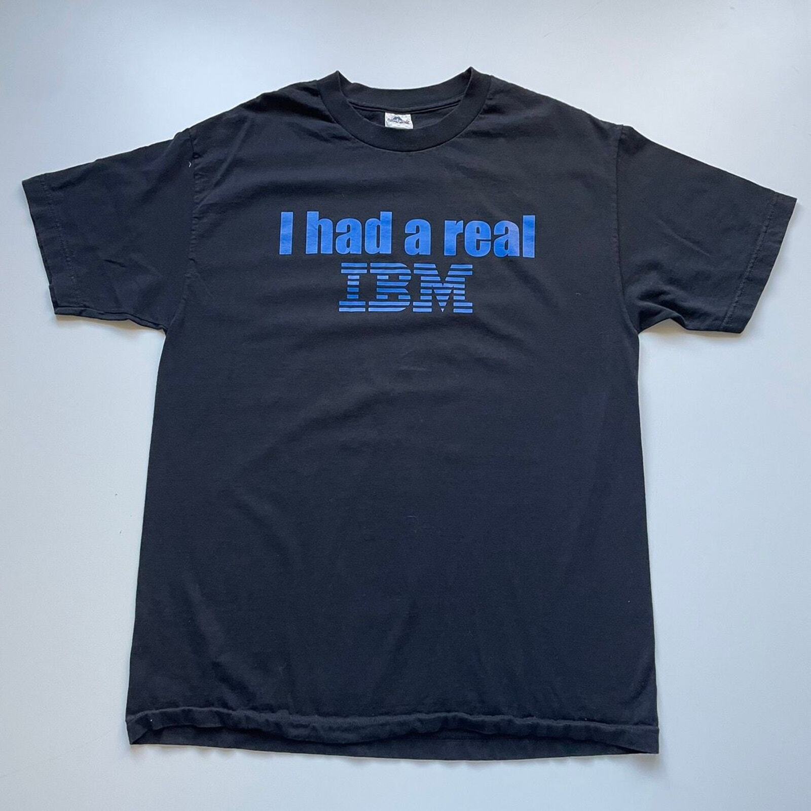 Vintage 2000s I Had A Real IBM Computer Promo Graphic T Shirt Men s Large Black Unisex T-Shirt S