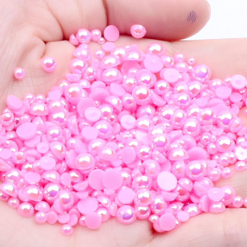 Resin Half Round Flatback Beads 2-6mm Mix Size Glue on Loose Rhinestones for Clothes Dresses DIY Crafts Scrapbook Decoration