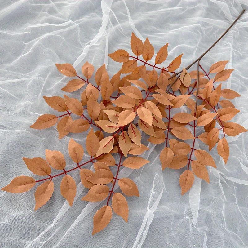 1Pc Simulation Autumn 5-pronged Banyan Tree Leaves, Suitable for Outdoor Courtyard Garden Home Dining Table Living Room Decoration