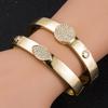 Copper Inlaid Zircon Real Gold Electroplated Bracelet Women's Exquisite Elastic Buckle Glossy Bracelet Bracelet