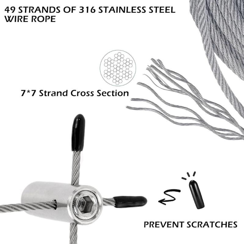 Adjustable 52 Inch Rust Proof Gardening Wire Rope Sturdy Plant Trellis System for Indoor Outdoor Vertical Growth