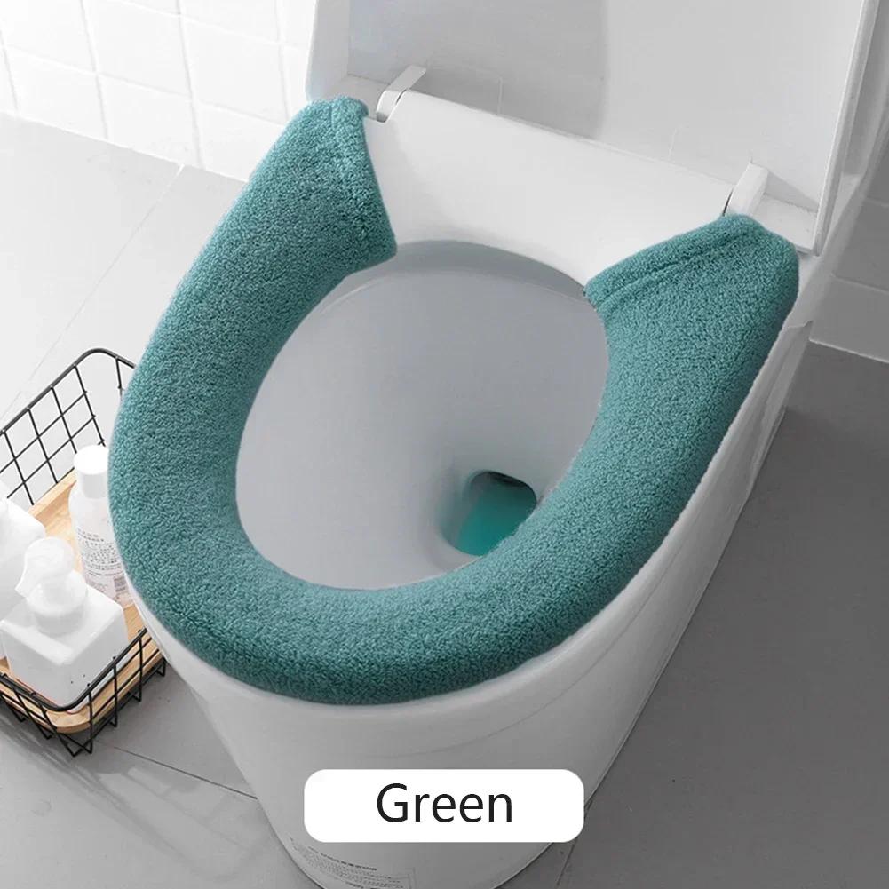 

Bathroom Toilet Seat Thickened Toilet Washable Soft Warmer Mat Cover Pad Closestool Mat Seat Case Toilet Lid Accessories зелёный