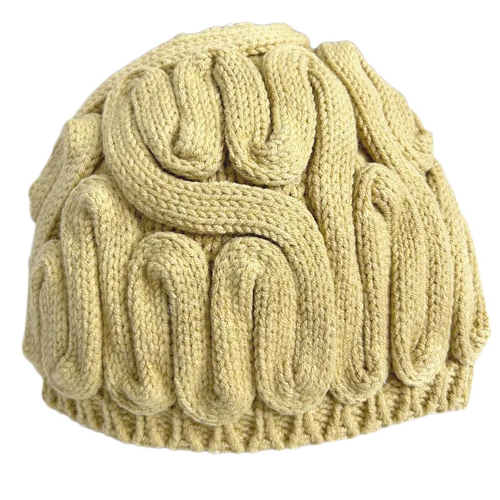 Novelty Knitting Cerebrum Hat for Female Warm Skull Hat Windproof and Comfortable Fashion Outdoor Skull Caps for Casual