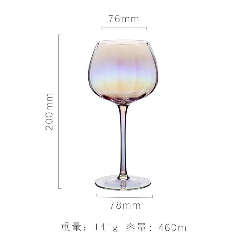Glasbecher Nordischer Stil Weinglas Galvanik Kristall Cocktailglas Regenbogen Rotwein Hoher Fuß Einfaches Kaltgetränk Glas Wein