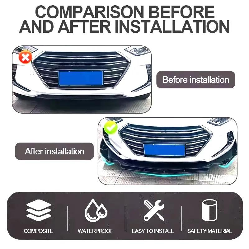 Adjustable 5Pcs Sectional Front Spoiler Lip For Citroen C4 LC B7 2004-2018 Front Bumper Splitter Car Exterior Sport Body Kit