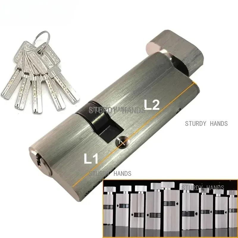 Special Custom Security Door Center Asymmetry Brass Lock Cylinder with Knob Aluminum Alloy Door Eccentric Lock Core Height 32mm