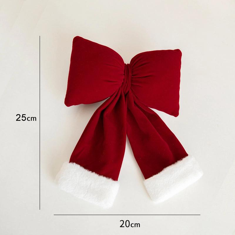 Red Velvet Bow Tie Christmas Decoration Large Size Tree Ornament Window Decor Festive Bow Tie For Christmas Holiday Celebration