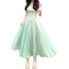 Romantic Mori French long dress waist holiday thin gradual change gentle dress fairy mint new temperament skirt