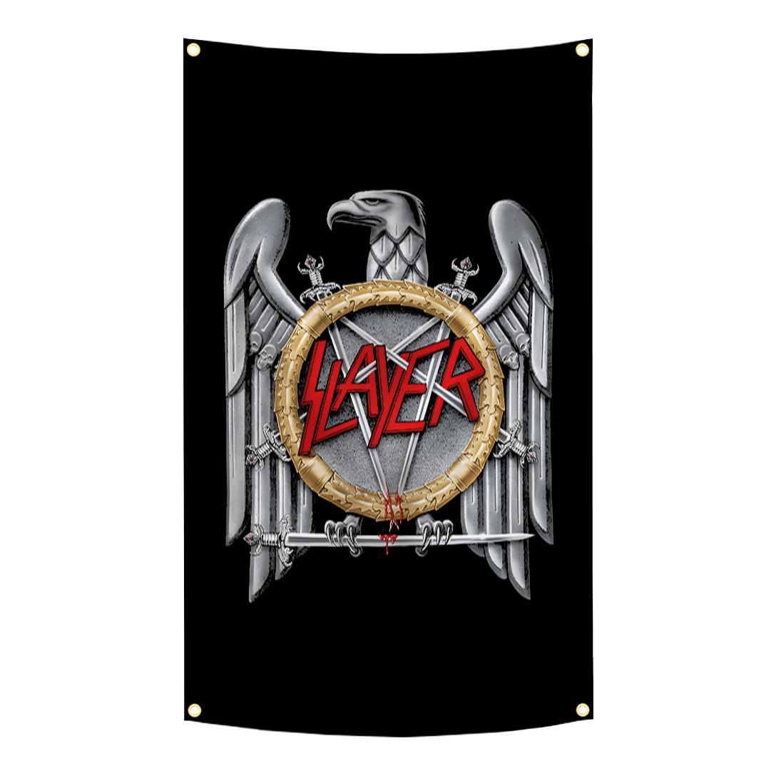 S-Slayers Nehéz Rock Band Zászló Motorkerékpár Faliszőnyeg 90X150Cm Poliészter Nyomtatott Zászló Garázs Faldekoráció Kültéri Dekoráció 120x180cm47x71in