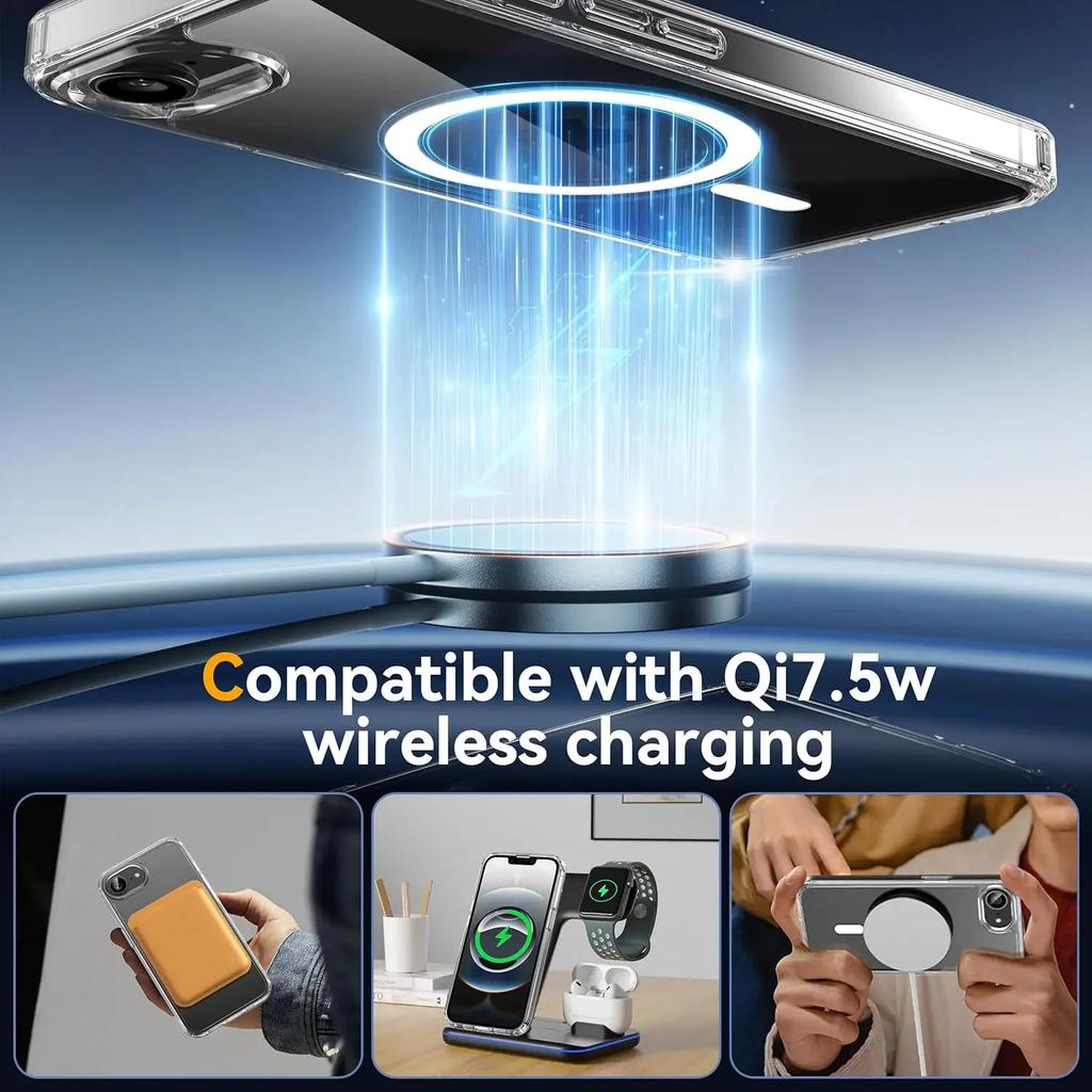 Matte Clear For Magsafe Case For iPhone 16E Magnetic Wireless Charge Shockproof Cover For iphone 16 15 14 13 Pro Max Plus Coque