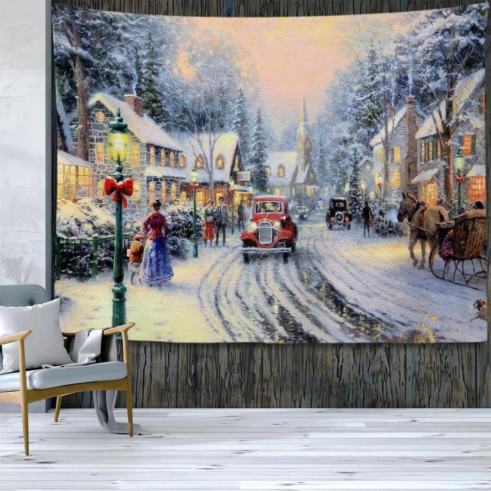 

Рождественский узор гобелен для дома, спальни, гостиной, настенное украшение, рождественская тема гобелен 230x180cm