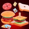 Wooden Play Food Set: French Fries, Hamburger, Bread & Pizza for Kids' Educational Role Play
