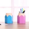 Creative Large Pencil Head Storage Box - Color Block Desk Organizer & Pen Holder 