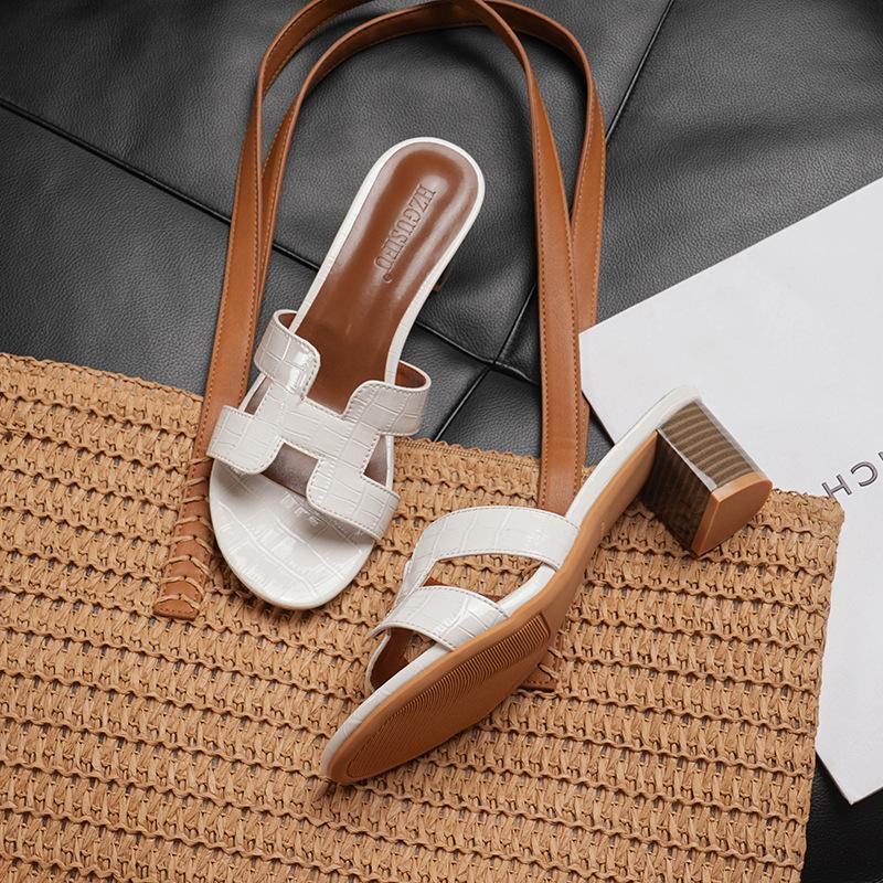 Dicke Sommer-Hausschuhe für Damen – 2025 Mode, Sandalen mit 5 cm hohem Absatz