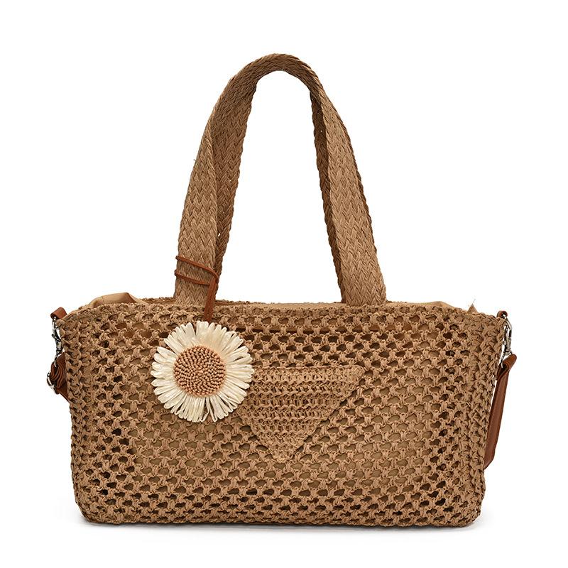 

Spring and summer popular holiday style portable vegetable basket bag niche versatile leisure literature large capacity straw messenger bag хаки