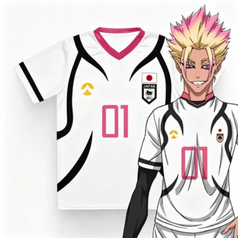 Blue Lock Anime Soccer Jersey Ryusei Shidou Itoshi Sae Unisex V-Neck Sports T-Shirt