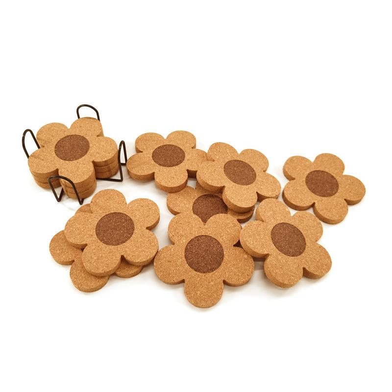 Floral Cork Coaster - Reusable Office Insulated Coaster With Cork Flower Design, Suitable For Coffee, Tea Cups, Etc