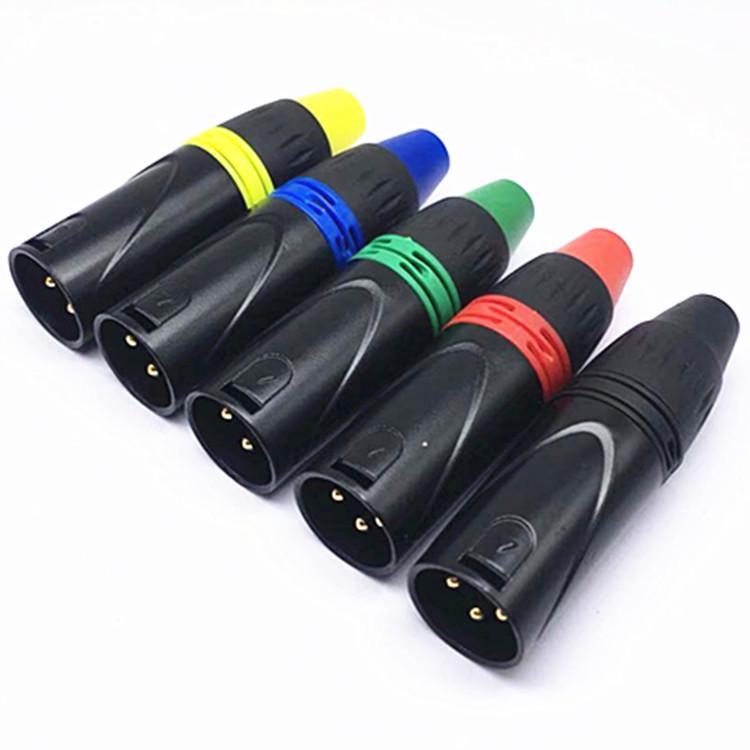 Gold Plated Metal XLR Connector: Three-Core Balanced Male & Female 3-Pin Plug.