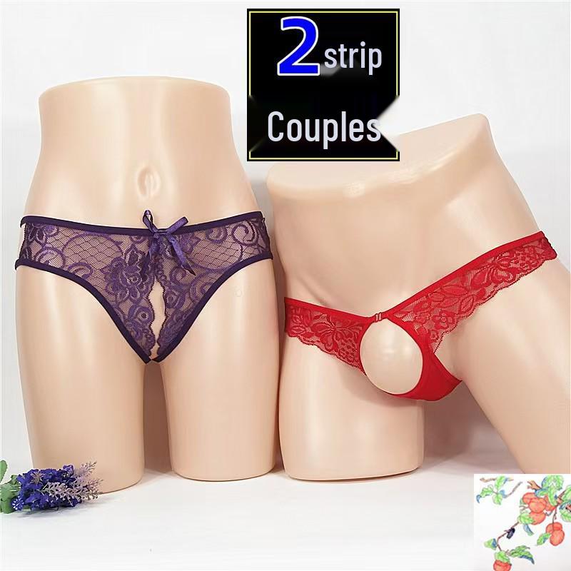 Flirty Couples Underwear - Matching Fun & Playful Designs with Open Crotch Feature.