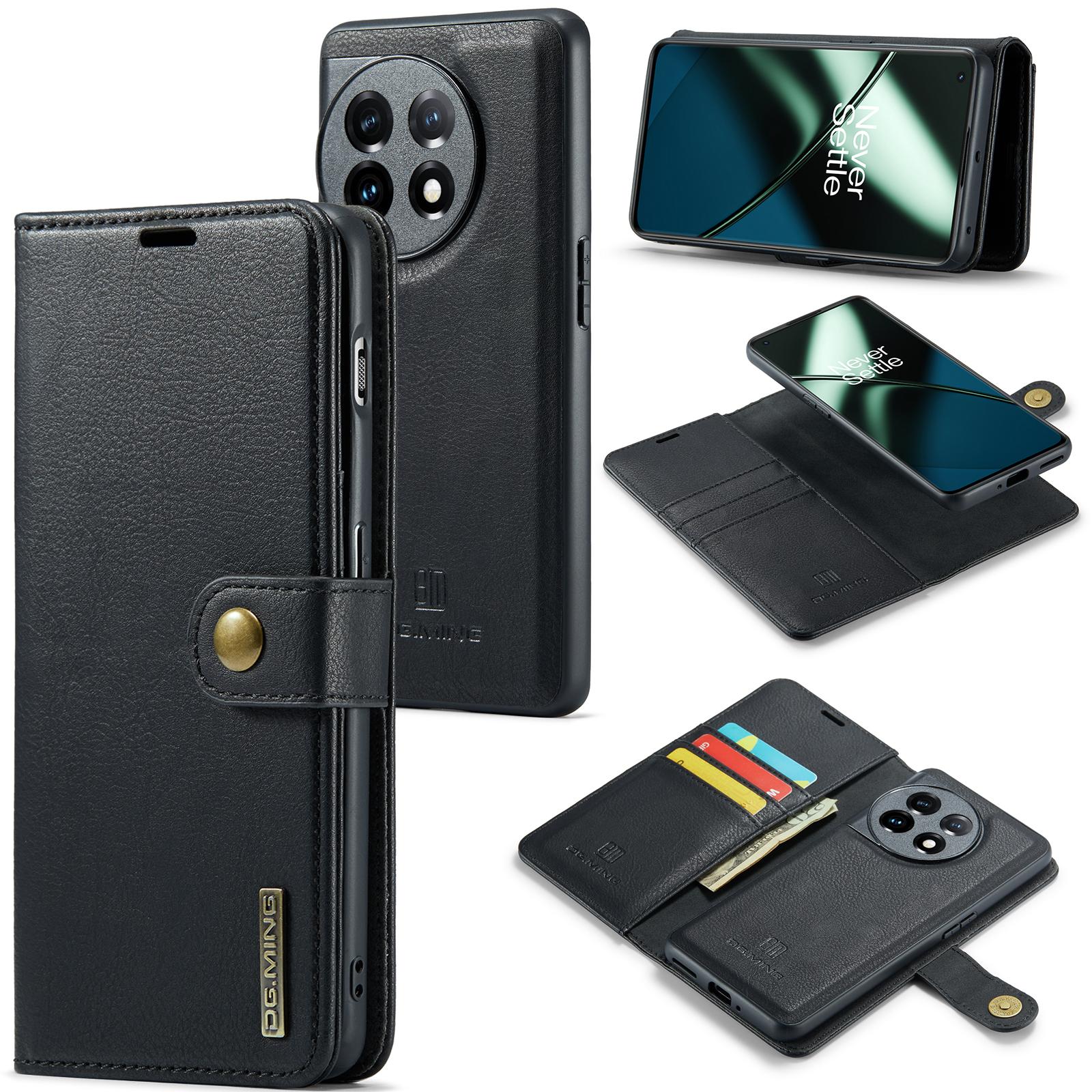 

DG.MING For OnePlus 11 5G Detachable Magnetic Anti-drop Case Split Leather Wallet Stand Phone Cover Black