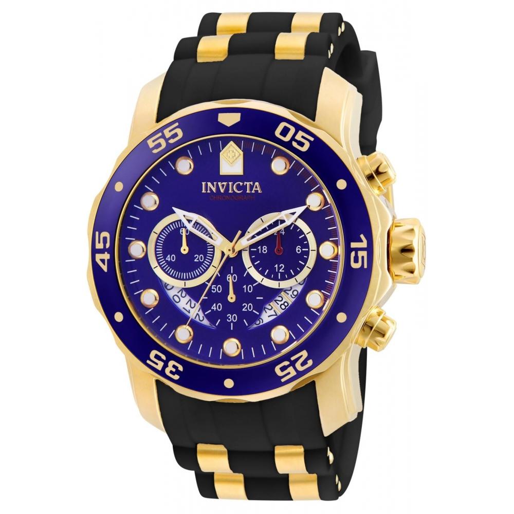 

[Invicta] Часы Pro Diver Quartz 48 мм Корпус Золотой Черный Нержавеющая сталь Полиуретановый ремешок Синий циферблат 6983 Мужские