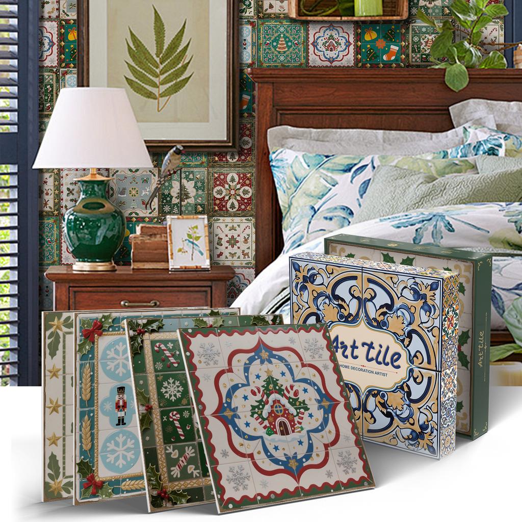 PET Foam Thickened Self-adhesive Wall Sticker, Waterproof and Anti-fouling European Mandala Wallpaper Tile Sticker for Kitchen and Bedroom