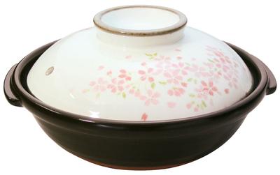 Suzuki Banko Ware My Earthenware Pot Series Earthenware Pot for 1 Person Cherry Blossom 5035-4065 White/Pink