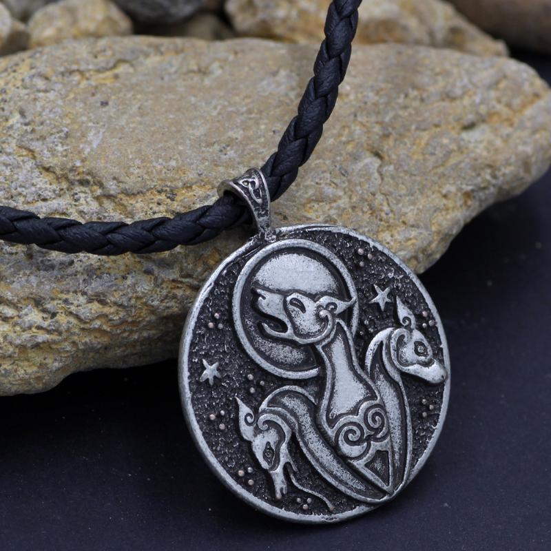 Collana vintage da uomo con ciondolo lupo vichingo