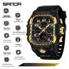 Sanda Men's Trendy Waterproof Multi-Functional Electronic Watches with Three-Time Zones for Casual Use