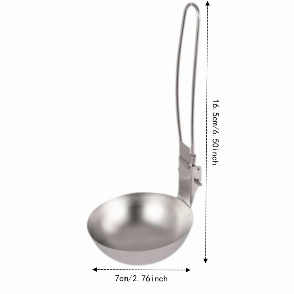 Stainless Steel Soup Ladle Collapsible Serving Utensil Foldable Slotted Spoon  BBQ Barbecue