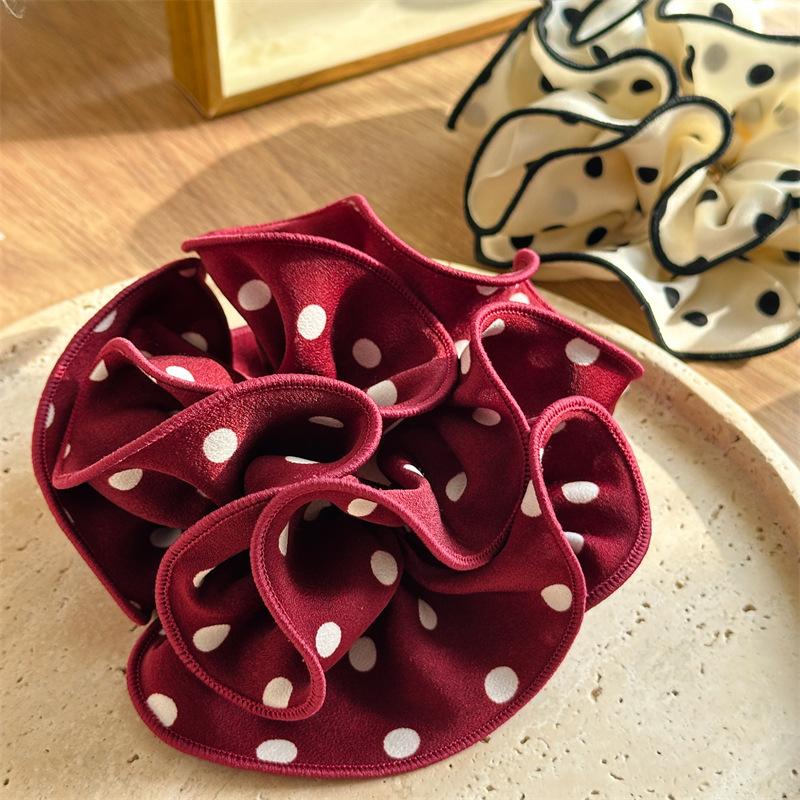 Retro Polka Dot Scrunchies Large Hair Elastic for Women Aesthetic Fashion Ponytail Holder Styling