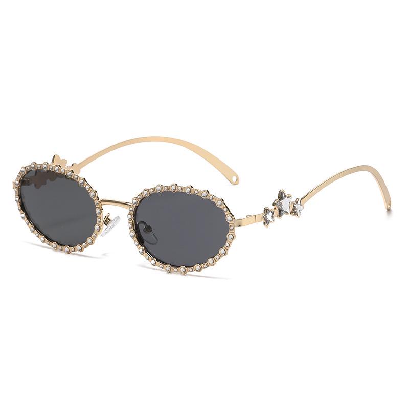 Star Diamond Rhinestone Round Frame Sunglasses - Versatile & High-End Glasses for Parties