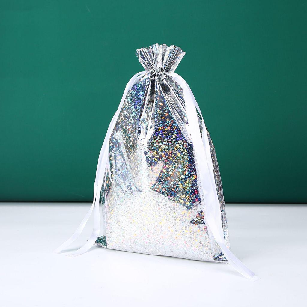 Christmas Drawstring Gift Bags with Santa & Tree Decorations