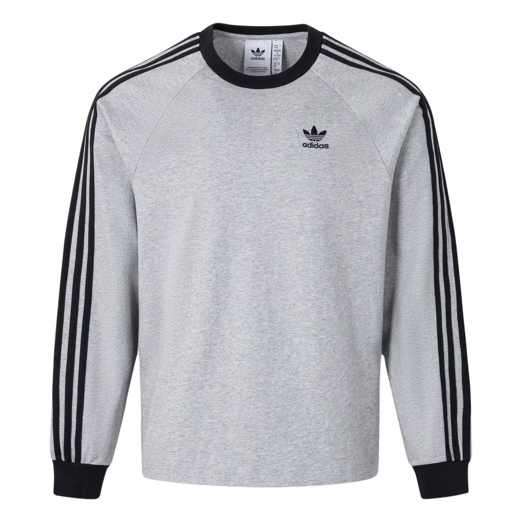 Adidas Originals Klasické Pánské Pruhované Tričko s Dlouhým Rukávem Medium-Heather-Gray Černá KE5826