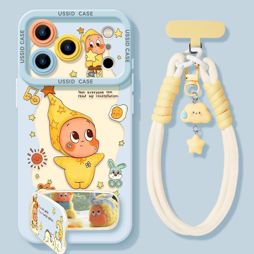 Silicone 360 ° rotating bracket mobile phone case is suitable for Apple 17pm doll 16pro advanced sense iphone15 set
