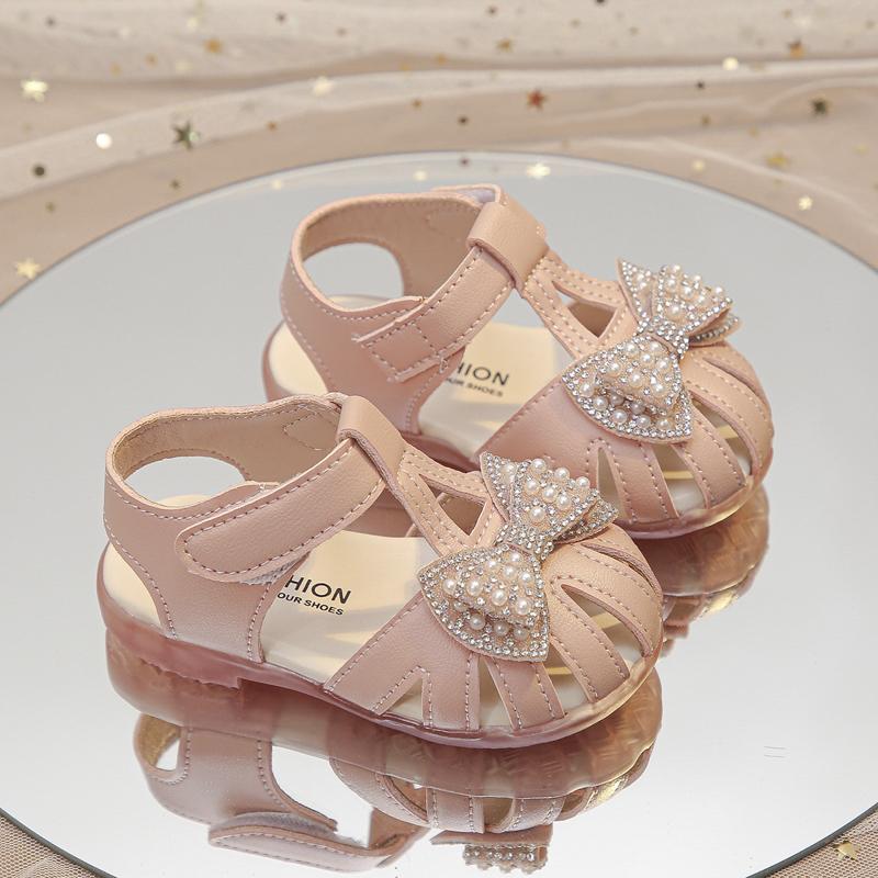 

Toddler Girls Princess Sandals Sweet Bows Baby Walking Shoes Soft Sole Comfort 2025 Summer New Children Beach Shoes Versatile 15 розовый