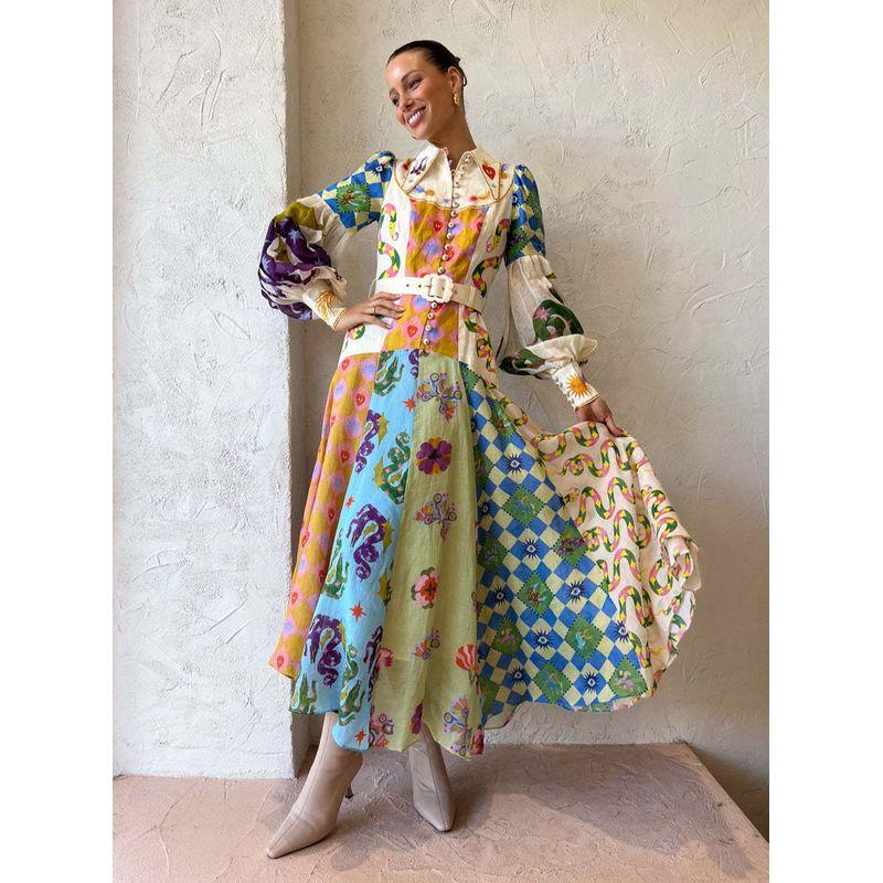 

Independent Station Fashion Personalized Graffiti Irregular Dress Flower color S