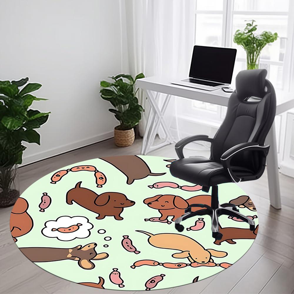 1pc Dogs Sausages Office Round Area Rug, Indoor Mat Suitable ForOffice, Under Office Chairs Bedroom Living Room Home Decor, Room Deco,  n56