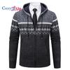 Cozy Up Strickjacke für Herren, Herbst und Winter, dicker, schöner, warmer Pullover mit Kapuze aus Samt