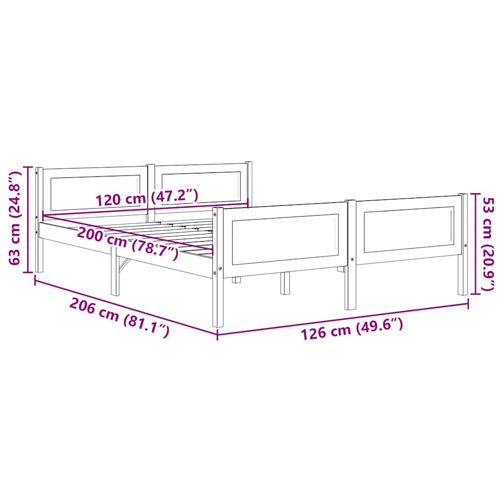 Solid Pine Wood Bed Frame 120 X 200 Cm