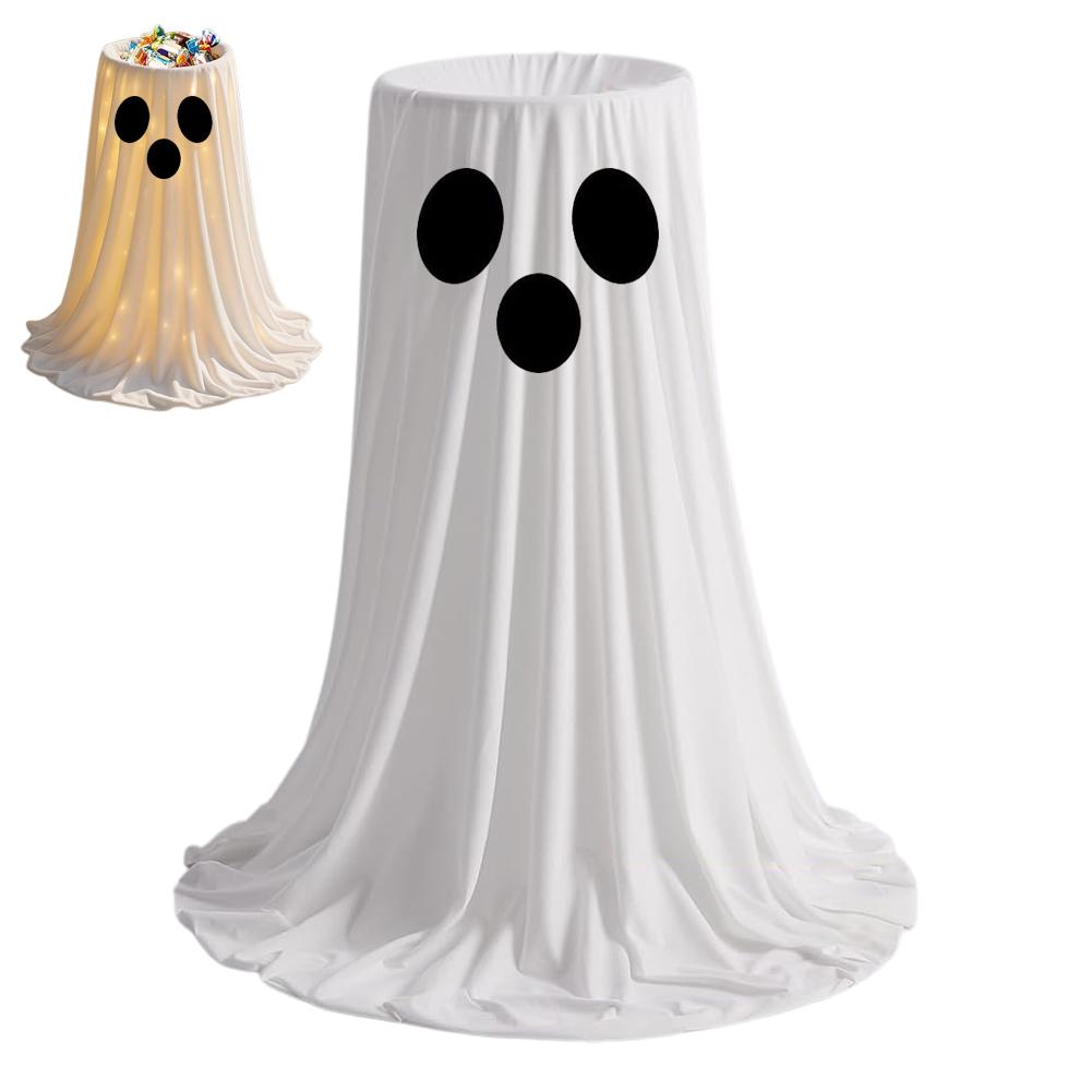 Halloween Glowing Ghost Candy Holder Bowl Ghost Treat Buckets Trick Or Treat Kids Gift Packaging Door Porch Ornaments Decor