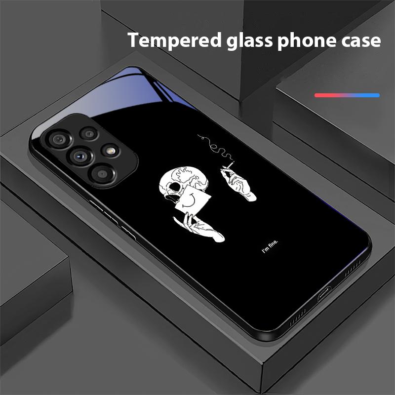 Dancing Skeleton For Samsung Galaxy S10 S20 Plus S21 FE S22 S23 S24 FE S25 Ultra Black Tempered Glass Phone Case Hard Shell