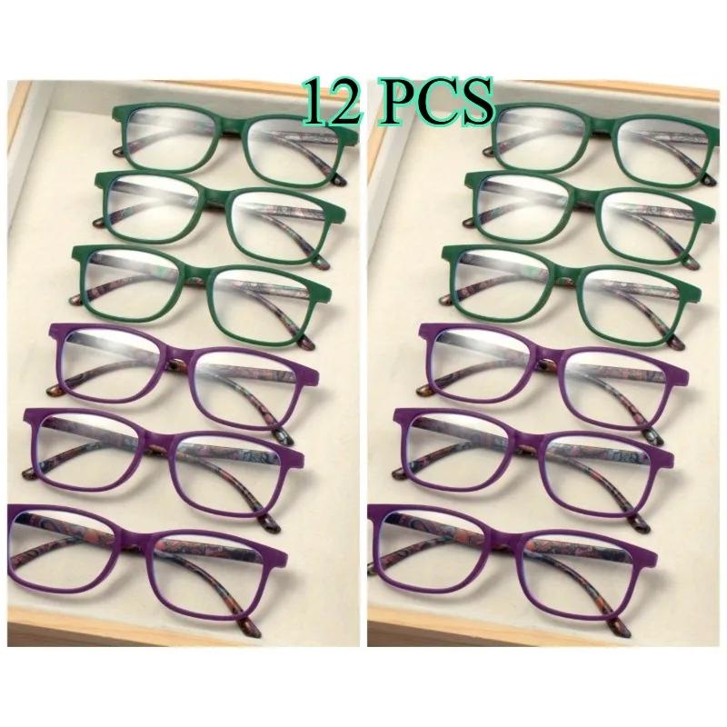 12PCS Fashion Big Frame Presbyopia Glasses High-definition Eyewear Glasses For Elderly Use New Spring Leg Reading Glasses
