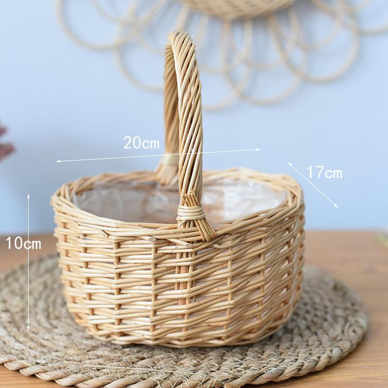 Flower Basket Rattan Portable Basket Flower Arrangement Green Plant Willow Bamboo Egg Basket Storage Basket